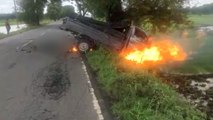 Mobil Pick Up Alami Kecelakaan Tunggal dan Terbakar, 5 Penumpang Meninggal