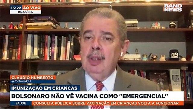 “São manobras inúteis, porque a vacinação vai ocorrer”. Cláudio Humberto comenta consulta pública promovida pelo Ministério da Saúde em relação à vacinação de crianças de 5 a 11 anos contra covid-19. #BandJornalismo