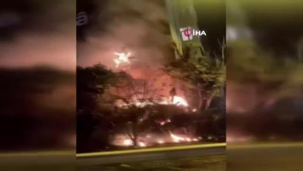 Şişli'de bir binadaki reklam afişi alev alev yandı