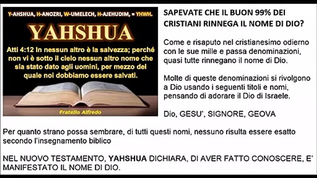 Sapevate che il buon 99% dei cristiani dei nostri giorni rinnega il vero nome di Dio?
