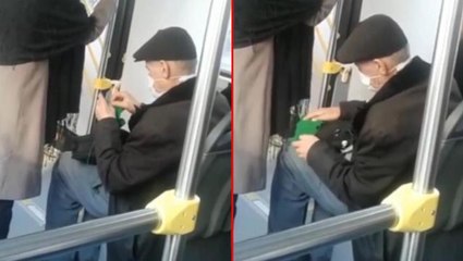 Görüntüler Bursa'dan! Yaşlı adam, örgü örmeden duramıyor