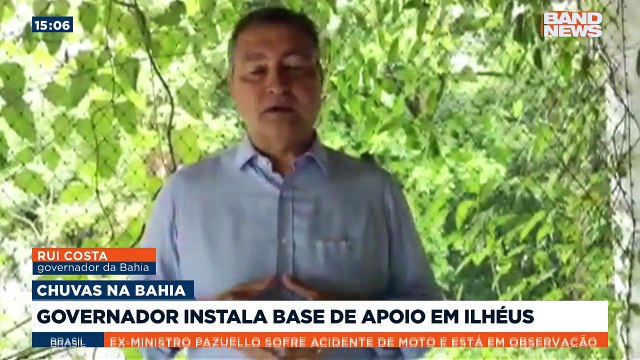 Devido as fortes chuvas, o governo da Bahia instalou um base de apoio em Ilheus. A Bahia vem sofrendo muito com as chuvas neste fim de ano, já com registros de vítimas.