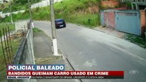 Bandidos fogem após balear PM durante tentativa de assalto e queimar carro usado no crime.Mais informações: band.com.br/brasilurgente