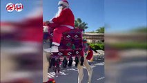 على ظهر جمل ..بابا نويل يوزع الهدايا على شواطئ مرسى علم احتفالا بالكريسماس