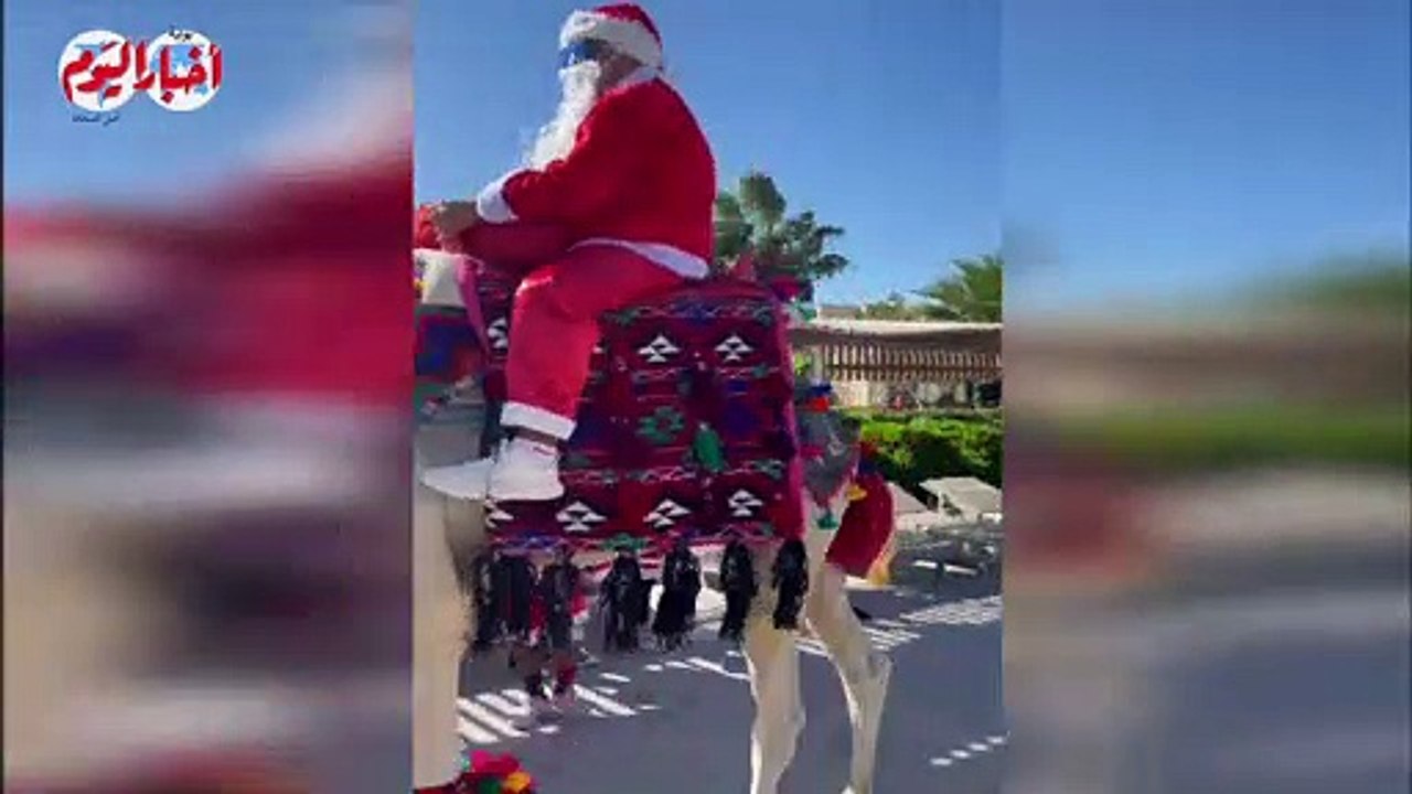 على ظهر جمل ..بابا نويل يوزع الهدايا على شواطئ مرسى علم احتفالا بالكريسماس