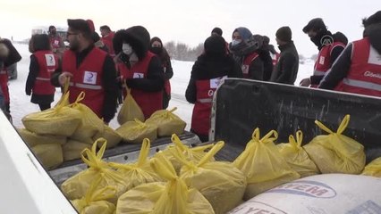Yaban hayvanları için doğaya yem bırakıldı