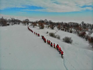 Sibirya soğuklarının etkili olduğu Ağrı'da yaban hayvanları unutulmadı