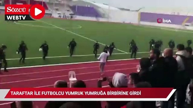 Taraftar ile futbolcu yumruk yumruğa birbirine girdi