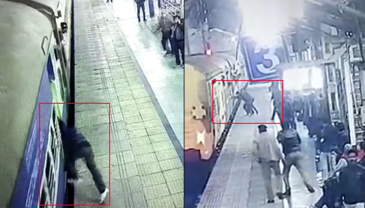 VIDEO: चलती ट्रेन में चढ़ते समय प्लेटफॉर्म से न...
