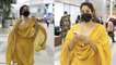 Jhanvi Kapoor airport पर पीला सूट पहनकर निकली किससे मिलने; Watch video | FilmiBeat
