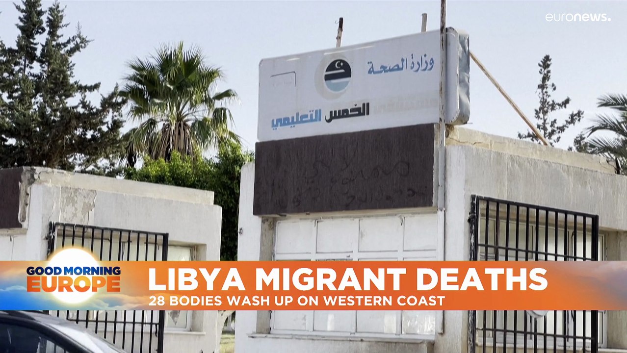 At least 28 migrants' bodies found lined up on Libya's western coast
