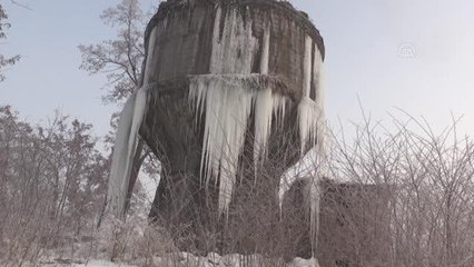 Soğuktan kirpikleri kırağı tuttu