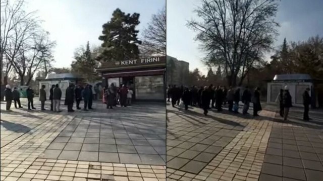 AKP’nin kalesinde soğuk havaya rağmen ucuz ekmek kuyruğu