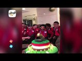 الحذاء الذهبى وعلم مصر يزينان تورتة احتفال المنتخب بعيد ميلاد محمد صلاح