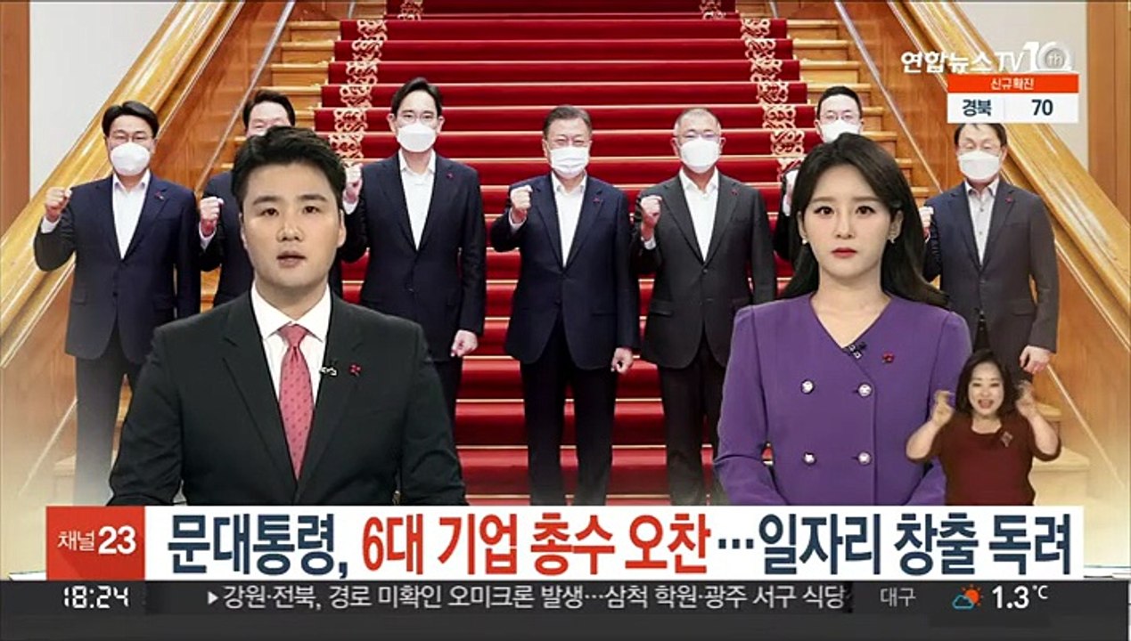 문대통령, 6대 기업 총수 오찬…일자리 창출 독려