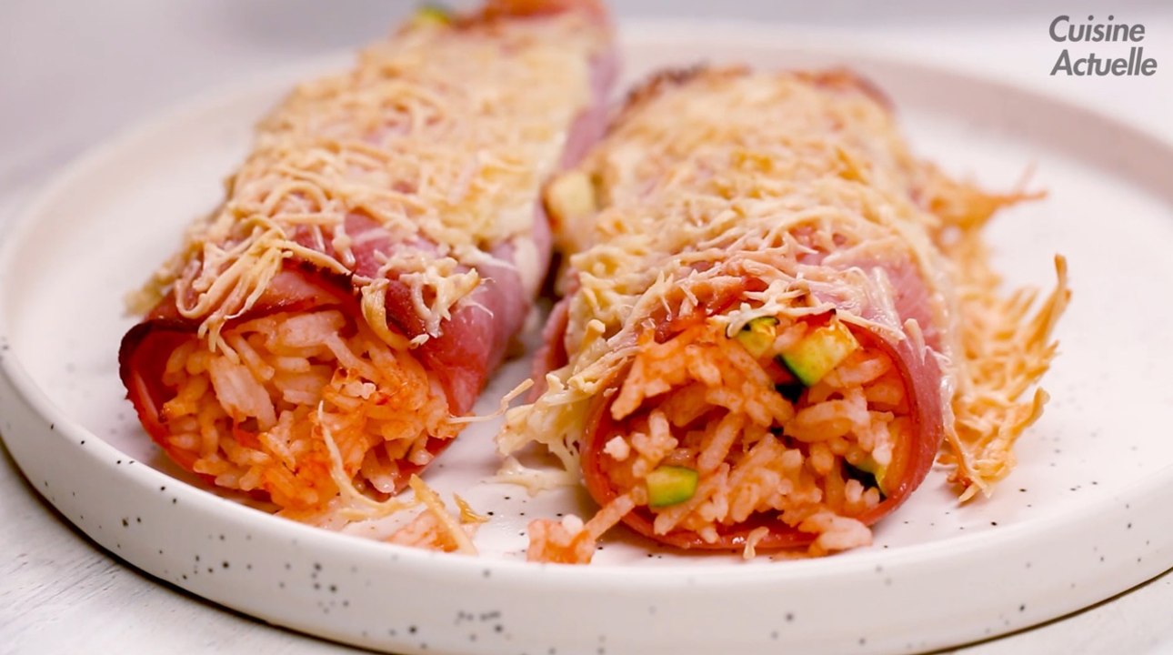 Gratin courgettes, jambon, riz
