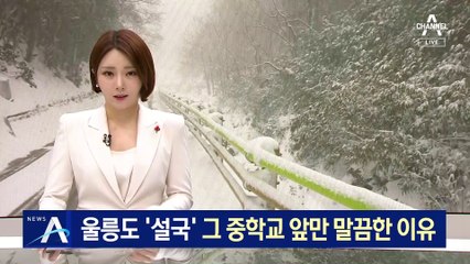 울릉도 ‘설국’…열선 가동한 중학교 앞은 말끔