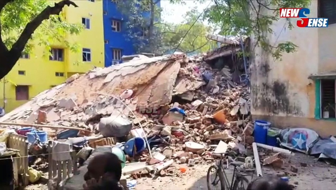 சென்னை  : திடிரென்று சரிந்து விழுந்த வீடு | பதபதைக்கும் காட்சி | NewsSense