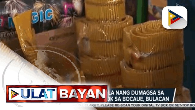 Mga mamimili, nagsimula nang dumagsa sa mga tindahan ng paputok sa Bocaue, Bulacan; Bulacan LGU, nag-inspeksyon sa mga tindahan ng paputok