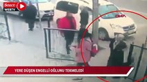 Engelli çocuğa baba şiddeti güvenlik kamerasına yansıdı