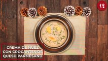 Crema de nuez con crocantes de queso parmesano