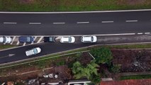 Monza, tutti in coda per il tampone: l'interminabile fila di auto vista dal drone