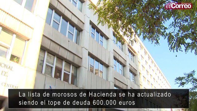 La lista de morosos de Hacienda, que deben más de 600.000 euros, se ha actualizado