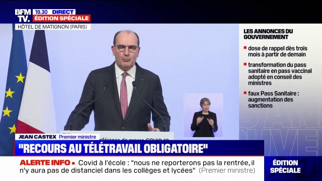 Covid-19: Jean Castex veut faire peser le plus possible la contrainte sur les non-vaccinés