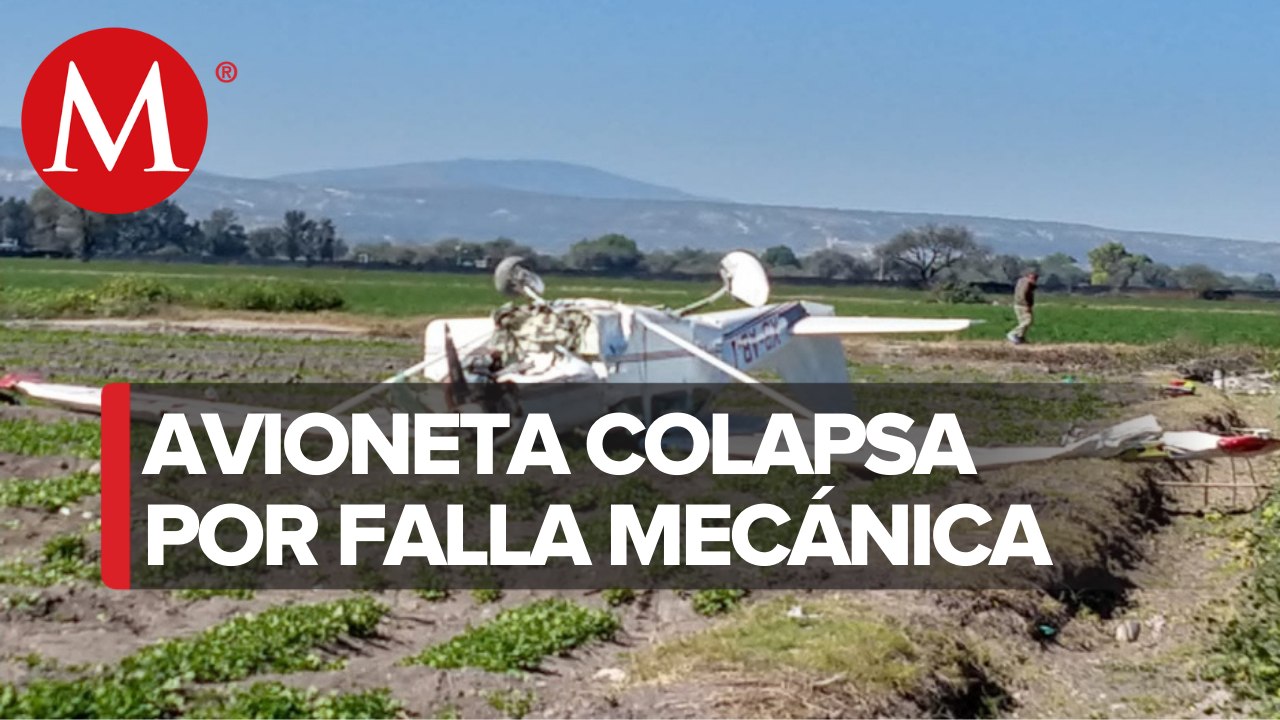 En Puebla, se desploma avioneta en campos de cultivo; hay dos lesionados