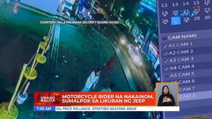 Motorcycle rider na nakainom, sumalpok sa likuran ng jeep | UB