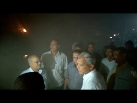 محافظ المنوفية يصل مكان حريق مخزن الكاوتش بشبين الكوم