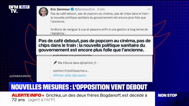Mesures anti-Covid: l'opposition vent debout après les nouvelles annonces du gouvernement