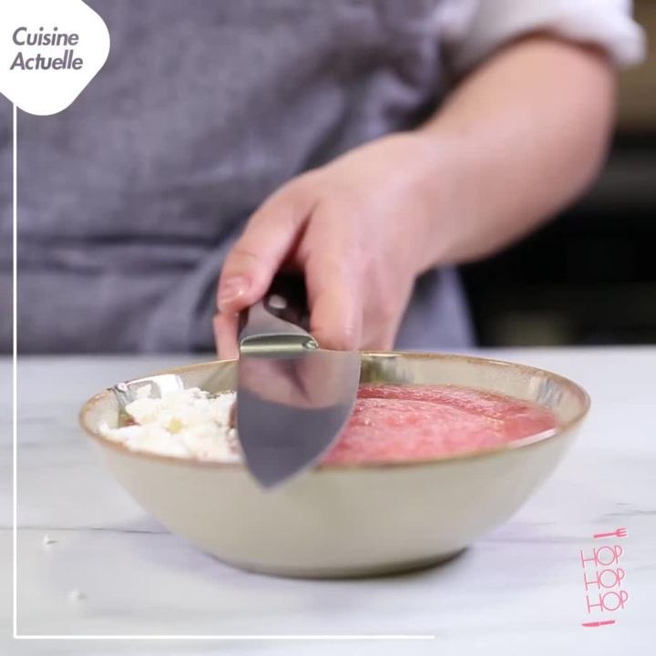 CUISINE ACTUELLE - Hop hop hop : gaspacho pastèque feta & salade de pastèque tomate et féta
