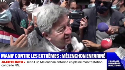 FEMME ACTUELLE - "Je suis vivant, tout va bien" : Jean-Luc Mélenchon enfariné à la Marche des libertés