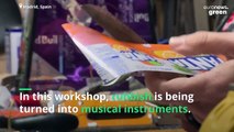 Skateboard and soda cans make musical instruments for disadvantaged youths in Spain