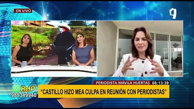 Mávila Huertas: Pedro Castillo busca construir un muro que lo proteja de una futura vacancia