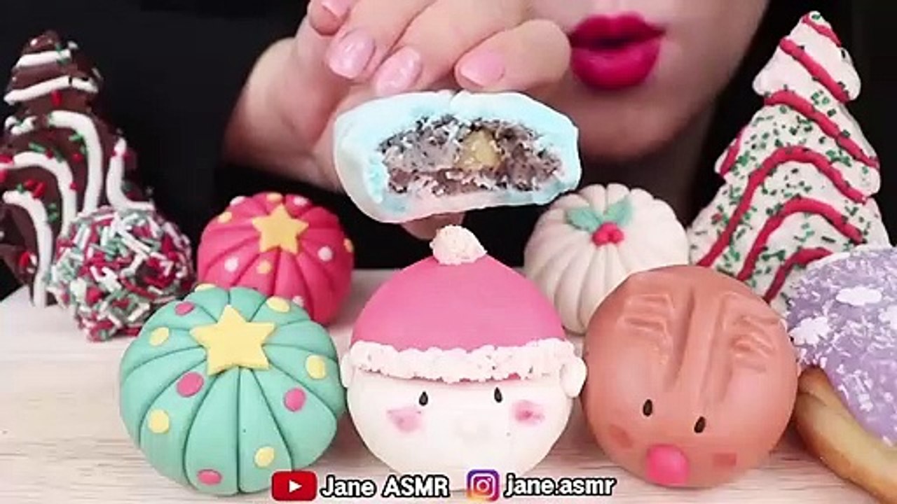 ASMR SWEET BEAN CAKE, CAKE POP, MUNCHKIN MUKBANG