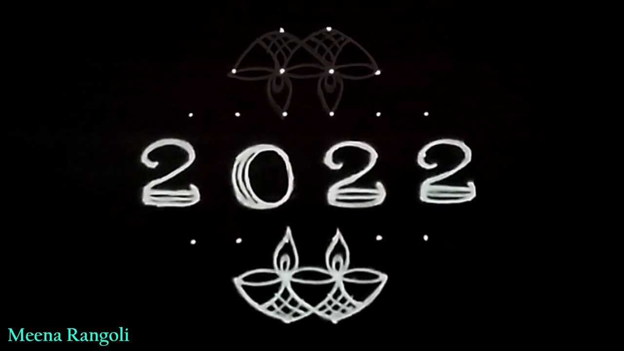 Diya rangoli design for new year 2022 - vilakku kolam designs - deepam muggulu - new year kolam - new year muggulu 2022