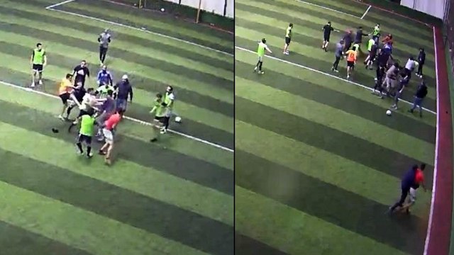 Faul sonrasında halı saha boks ringine döndü