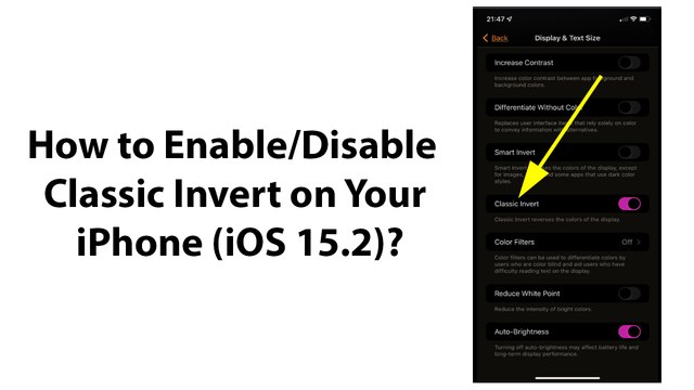 How to Enable/Disable Classic Invert on Your iPhone (iOS 15.2)?