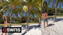 Coco-nutters! UK man has near miss after coconut thrown at palm tree bounces back into his face