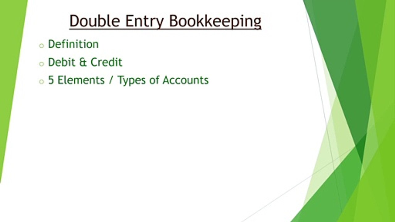 Double Entry Bookkeeping - Definition