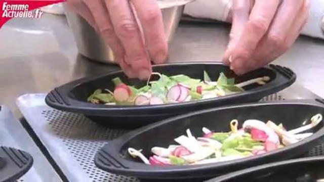 Papillote de gambas à lhuile de sésame et légumes croquants