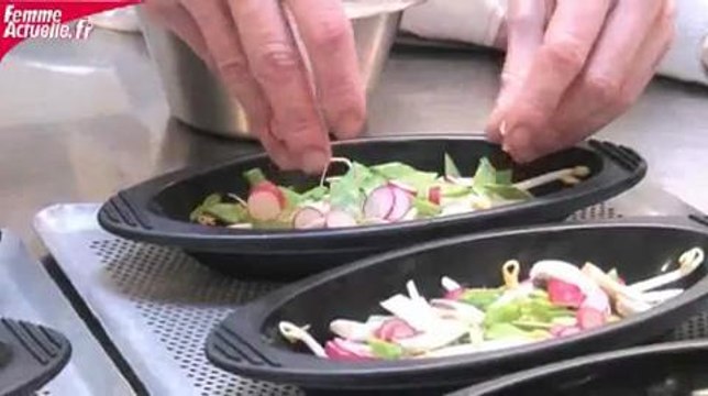 Papillote de gambas à lhuile de sésame et légumes croquants