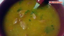 Sopa de mandioca com linguiça