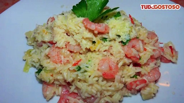 Risoto cremoso de camarão