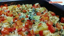 Bacalhau desfiado no forno