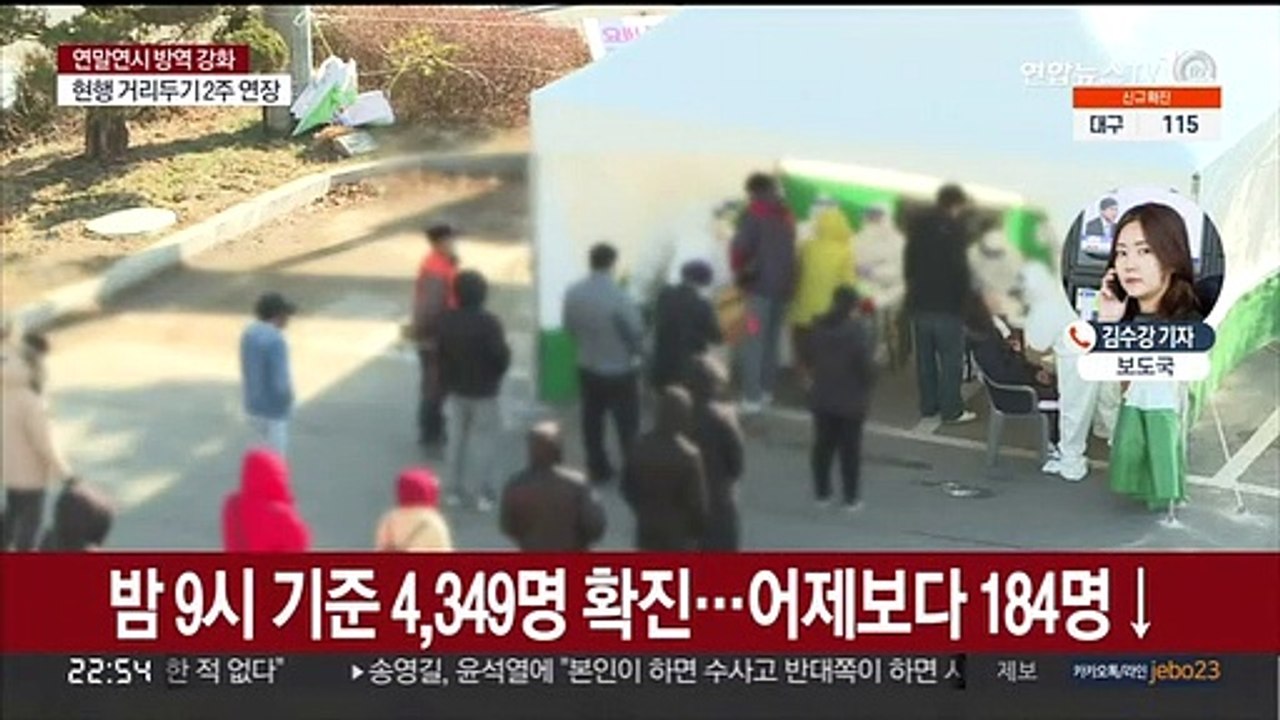 오후 9시까지 4,349명 확진…거리두기 2주 연장