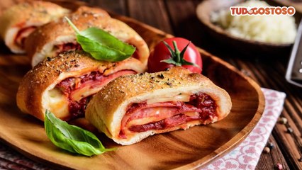 Enroladinho de queijo e presunto