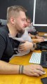 Sphinx Cat Cuddles Coworkers
